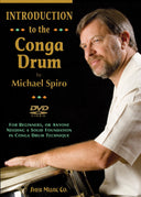Cover of the DVD titled 'Introduction to the Conga Drum' by Michael Spiro, featuring a photograph of a man playing a conga drum.