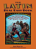 Book cover of 'The Latin Real Easy Book' by Sher Music Co., featuring a painting of two musicians playing salsa music instruments.