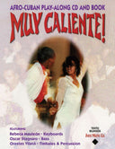 Cover of the 'Muy Caliente! Afro-Cuban Play-Along CD & Book'by Rebeca Mauleon featuring a photograph of salsa dancers with the title and text. overlay.