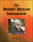 Cover of 'The Denny Zeitlin Songbook' by Sher Music Co., featuring a photograph of Denny Zeitlin with a red and orange abstract design in the background.