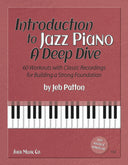 Book cover of 'Introduction to Jazz Piano: A Deep Dive' by Jeb Patton with a light red background and piano keys.