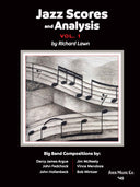 Book cover of 'Jazz Scores and Analysis Vol. 1' by Richard Lawn with a musical notes illustration.