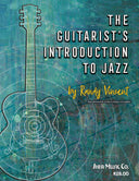 Book cover of 'The Guitarist's Introduction to Jazz' by Randy Vincent with a guitar illustration on a blue background.